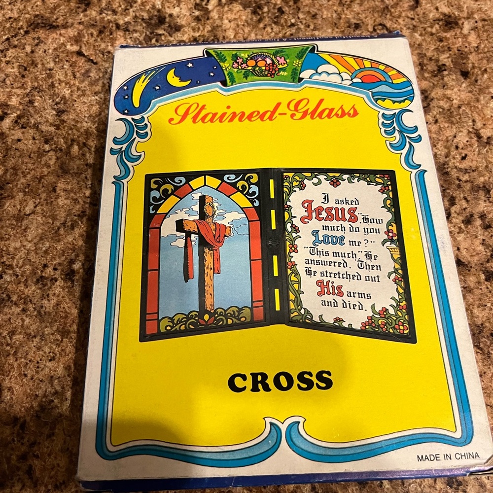 Stained M-Glass Cross “I asked Jesus….” - Picture 2 of 10